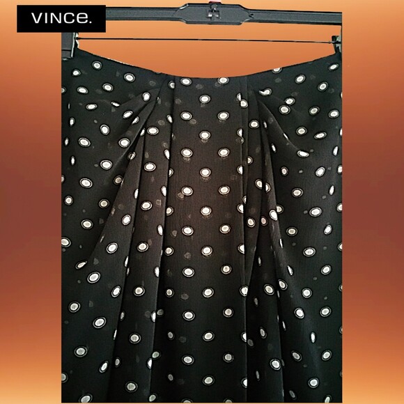 VINCE. NEW Mixed Dots Chiffon Overlay Midi Skirt S - Picture 4 of 12